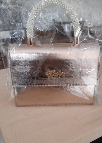 la boutique parlak Altın Deri Kadın Çanta