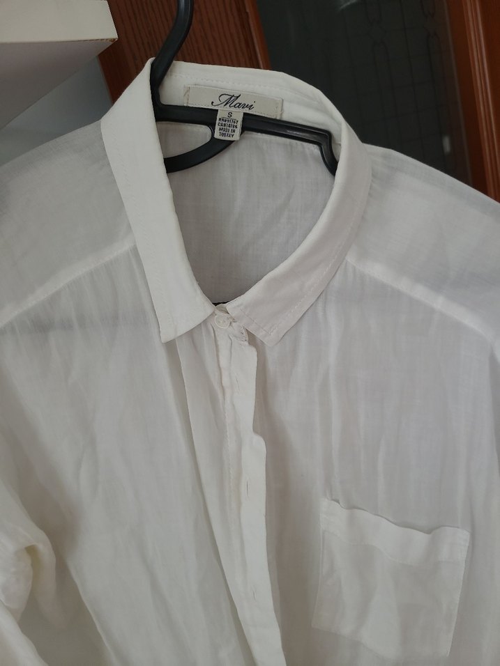 Kadın Beyaz Keten Gömlek - Görsel 2