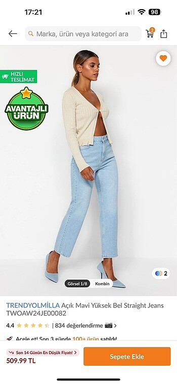 Trendyolmilla açık mavi jeans