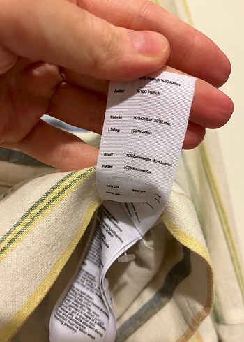 s Beden çeşitli Renk Çizgili Keten Mini Kadın Gömlek