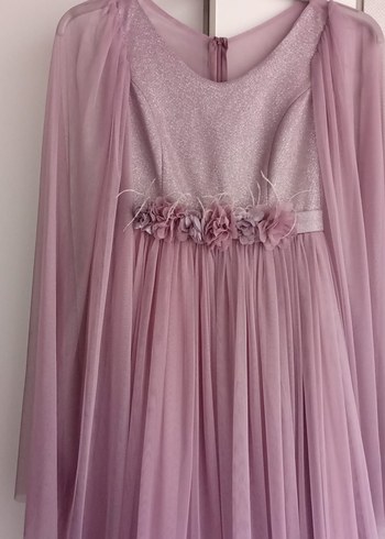 Pembe Drapeli Uzun Abiye Elbise