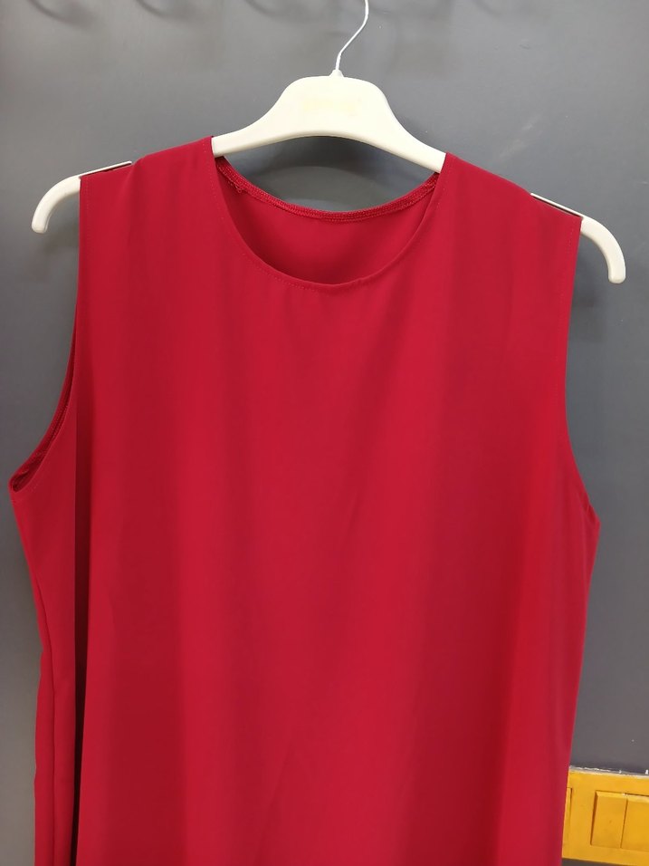 Kolsuz Kırmızı Uzun Elbise - Görsel 2