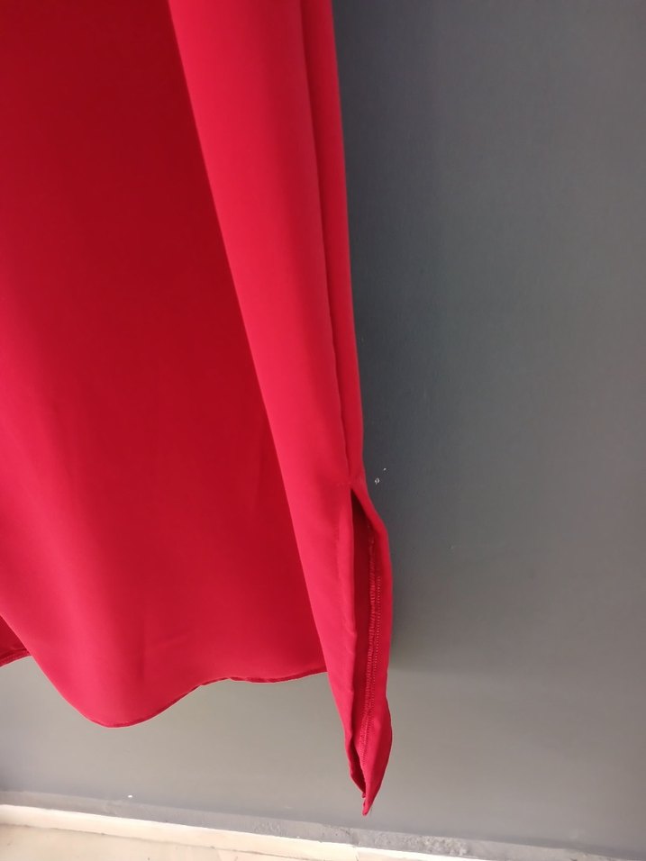 Kolsuz Kırmızı Uzun Elbise - Görsel 4