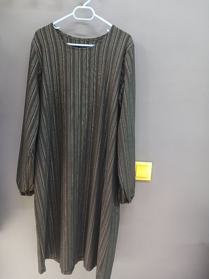 siyah  Çizgili  Uzun Kadın tunik - Görsel 4