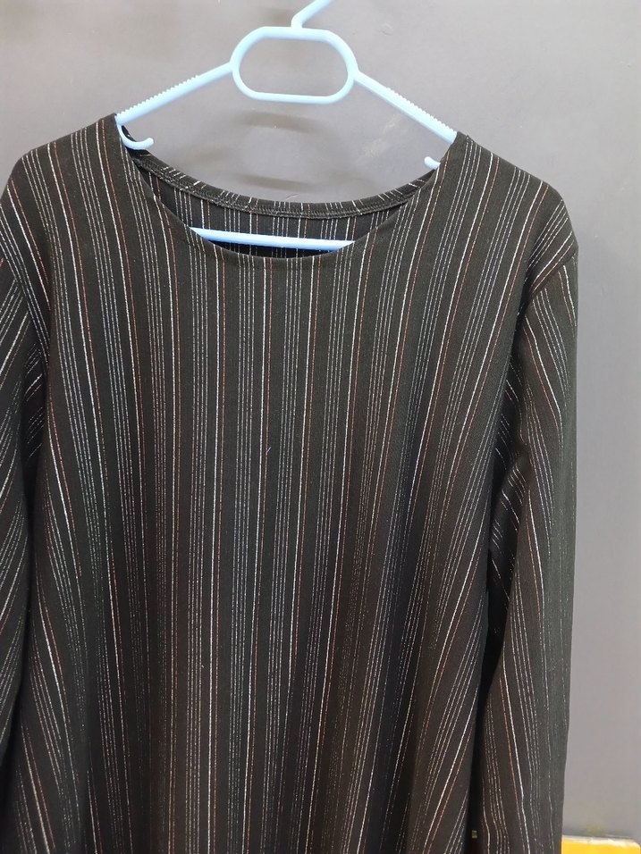 siyah  Çizgili  Uzun Kadın tunik - Görsel 2