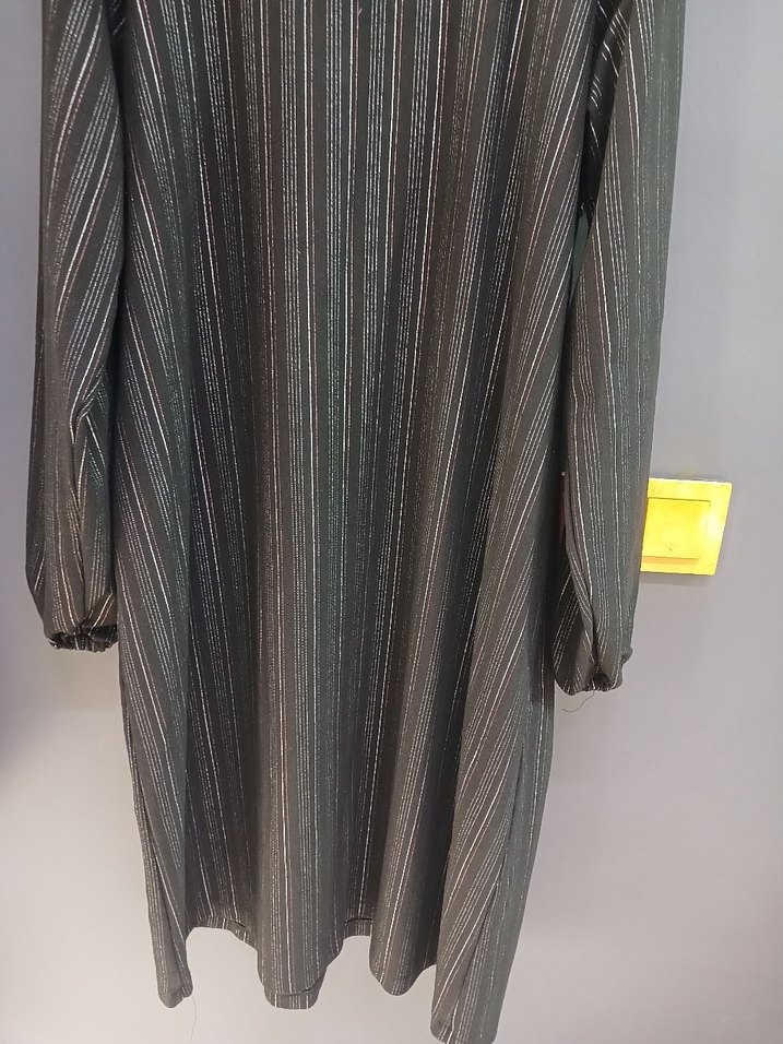 siyah  Çizgili  Uzun Kadın tunik - Görsel 3