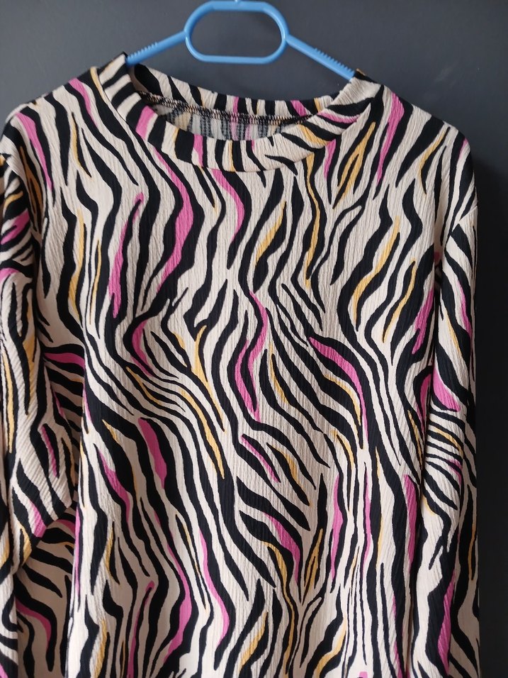 Renkli Zebra Desenli Uzun Kollu Bluz - Görsel 5