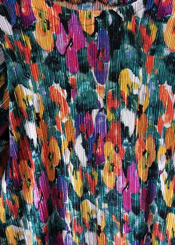 Renkli Piliseli Uzun Kadın Elbise - Görsel 4