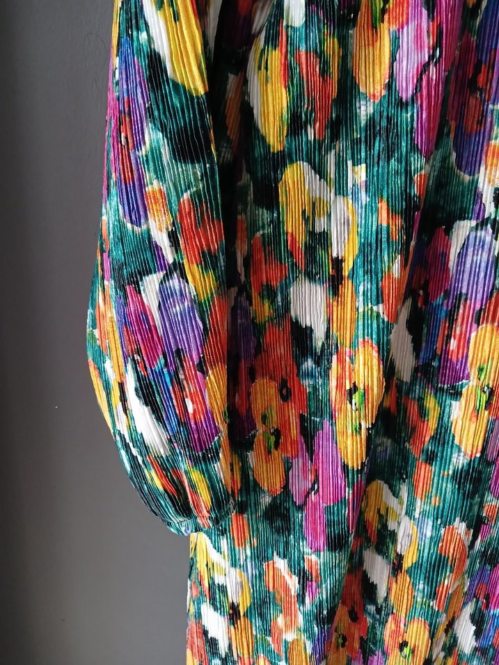 Renkli Piliseli Uzun Kadın Elbise - Görsel 3