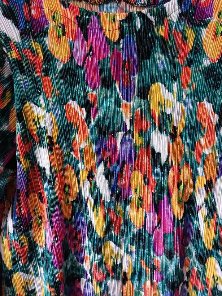 Renkli Piliseli Uzun Kadın Elbise - Görsel 4