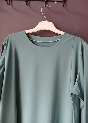 Uzun Kollu Turkuaz Salaş Elbise - Görsel 5