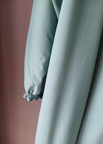 Uzun Kollu Turkuaz Salaş Elbise - Görsel 3