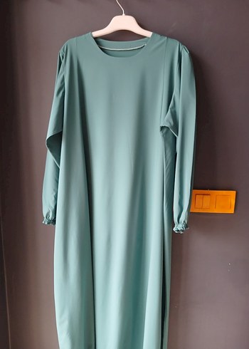 Uzun Kollu Turkuaz Salaş Elbise - Görsel 2