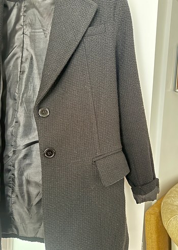 Düğmeli siyah Kadın tüvit Blazer Ceket