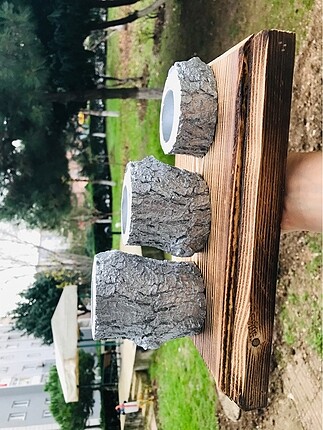 Gümüş kütük 3lü mumluk set