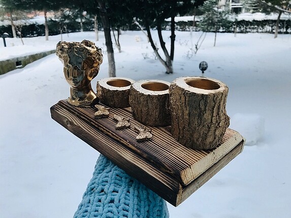Gold kütük mumluk modeli (3lü) Antik helen ayrı satılıyor