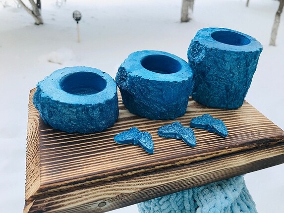 Beden Simli mavi kütük mumluk modeli (3lü)