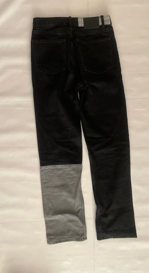 Gri Siyah Renk Bloklu Kadın Denim Pantolon - Görsel 3