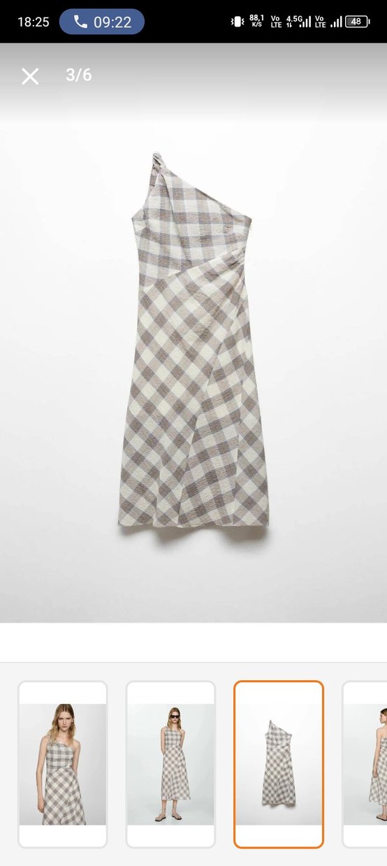 Drapeli  Midi Bej Elbise - Görsel 3