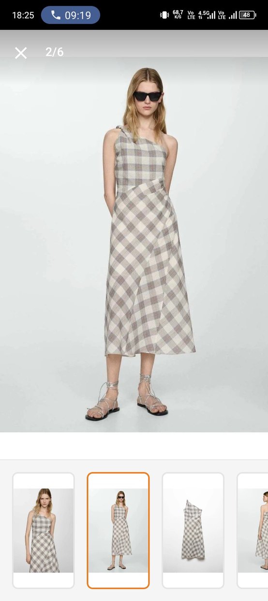 Drapeli  Midi Bej Elbise - Görsel 4