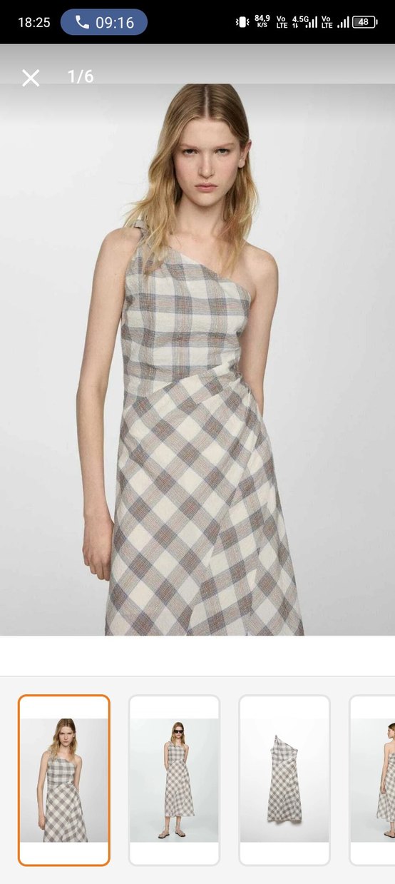 Drapeli  Midi Bej Elbise - Görsel 5