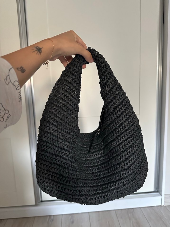 Siyah Örgü Kadın Çanta - Görsel 3