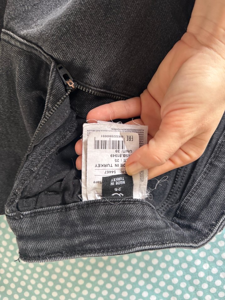 Gri Kadın Denim Pantolon, Fermuarlı, Normal Boy - Görsel 2