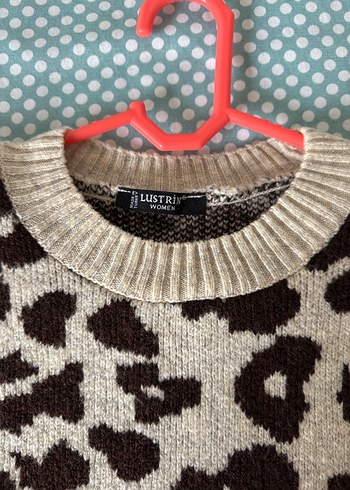 Leopar Desenli Kadın Triko Kazak - Görsel 2