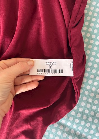 Bordo Drapeli Straplez Uzun Elbise - Görsel 2