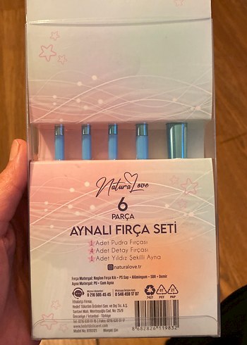 Natura Love Mavi 6 Parça Aynalı Makyaj Fırça Seti - Görsel 2