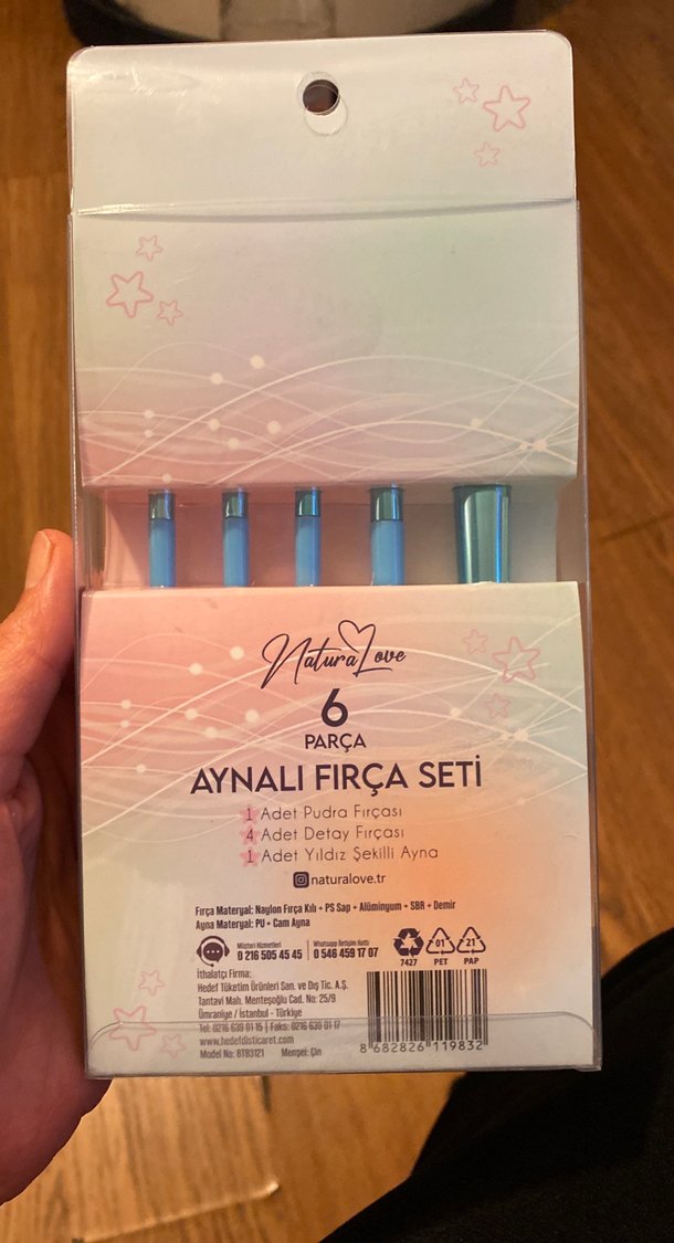 Natura Love Mavi 6 Parça Aynalı Makyaj Fırça Seti - Görsel 2