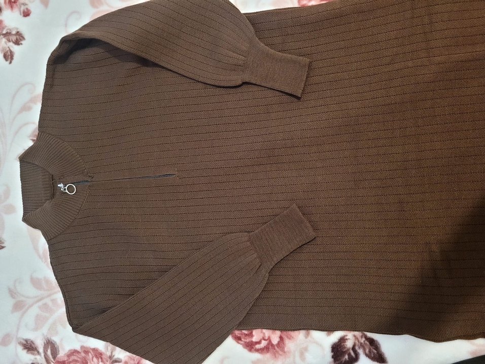 Kahverengi Yarım Fermuarlı Balıkçı Yaka Kazak - Görsel 3