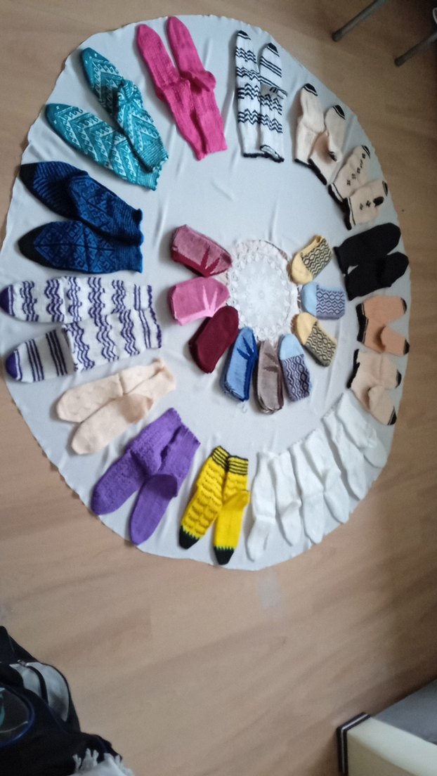 el örgüsü naylon iplikden çoraplar renkli - Görsel 3