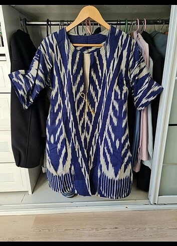 Özbek kimono kaftan ceket ikat desen