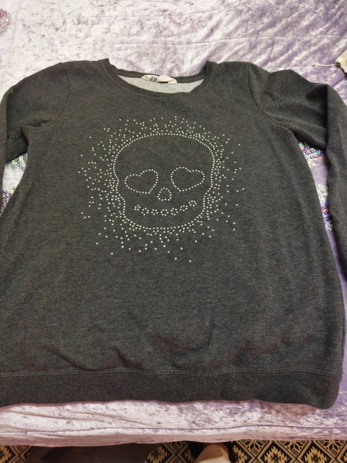 Kadın Gri Pul İşlemeli Baskılı Sweatshirt - Görsel 3