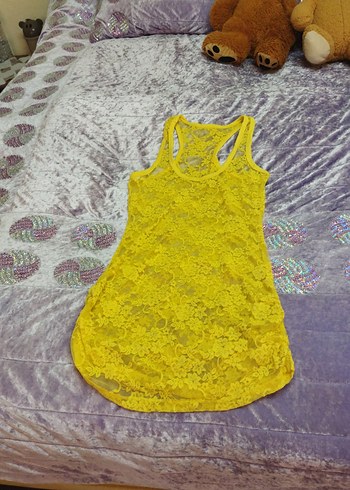 Sarı Dantel Kadın Atlet - Görsel 2