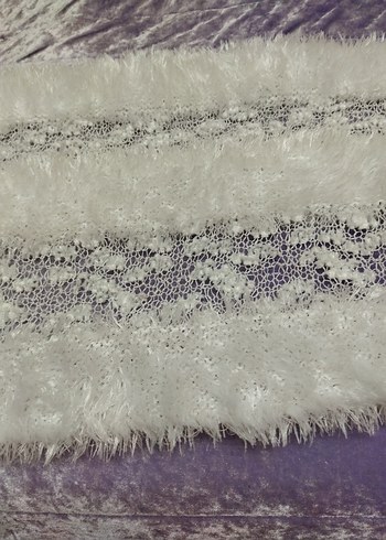 Beyaz Kürklü Nakışlı Uzun Bohem Yelek - Görsel 3