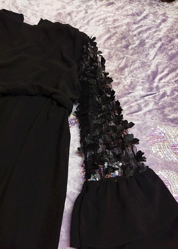 Uzun Kollu Siyah Gotik Robalı Elbise - Görsel 4