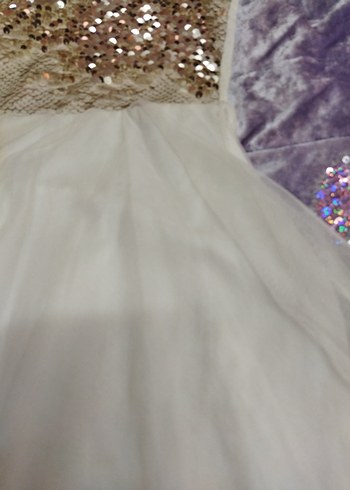 Kız Çocuk Beyaz Dantel Tül Abiye Elbise - Görsel 2