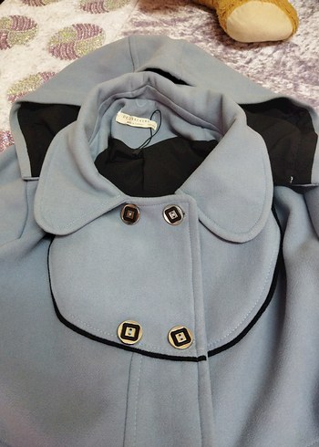 Düğmeli Açık Mavi Kaban - Görsel 4