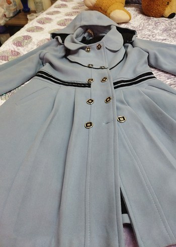 Düğmeli Açık Mavi Kaban - Görsel 9