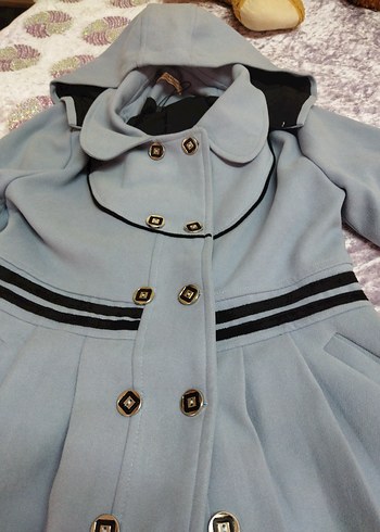 Düğmeli Açık Mavi Kaban - Görsel 10