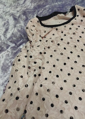 Kız Çocuk Uzun Kollu Dantel Detaylı Bluz - Görsel 4