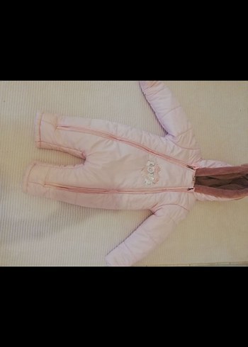Kürklü Kapüşonlu Pembe Bebek Tulumu - Görsel 2