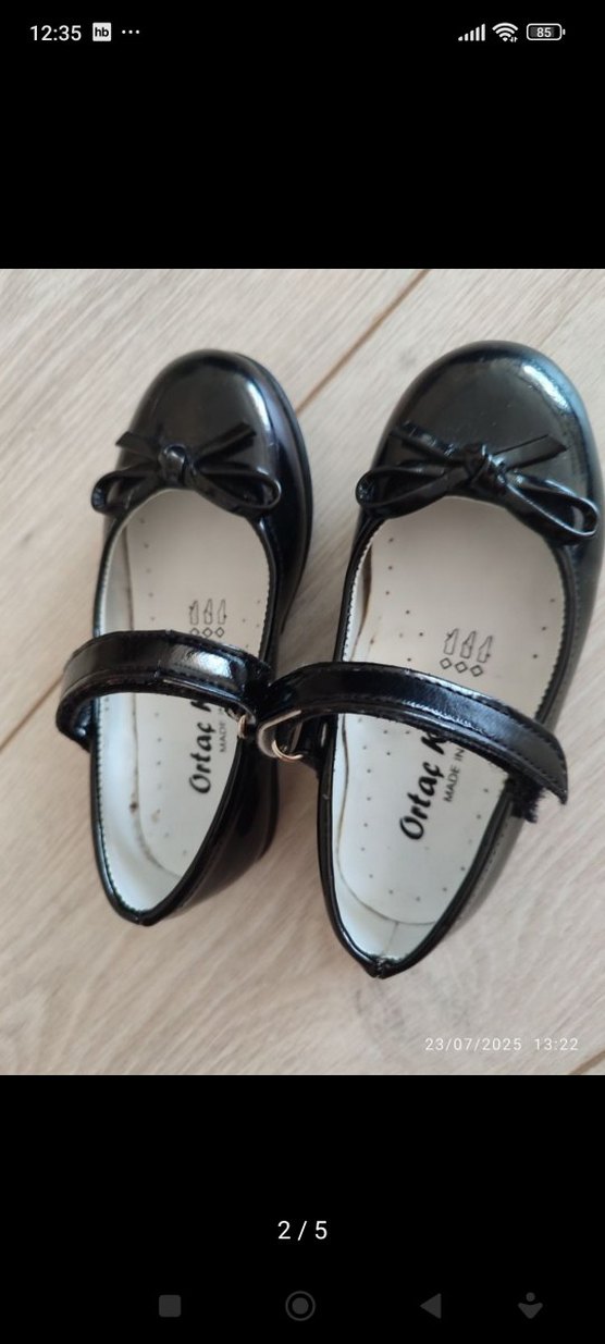 Kız Çocuk Siyah Rugan Babet Ayakkabı - Görsel 2