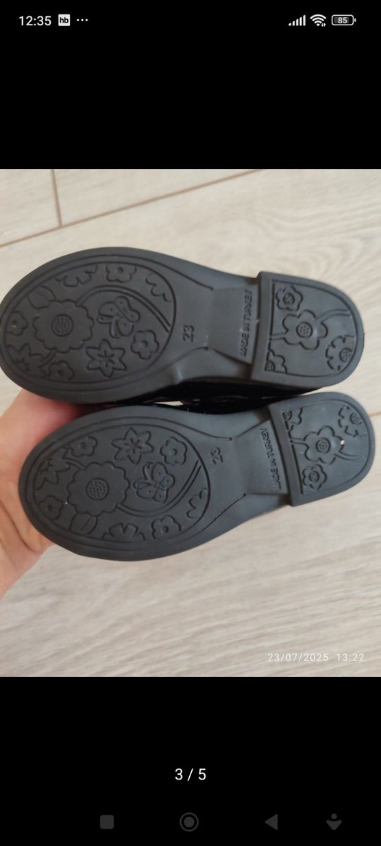 Kız Çocuk Siyah Rugan Babet Ayakkabı - Görsel 3