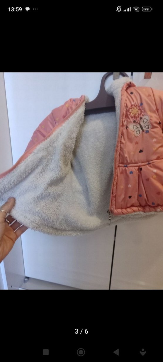 Düğmeli Kapüşonlu Kız Çocuk kaban - Görsel 5