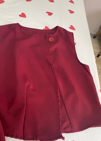 42 Beden Bordo yelekli İkili takım