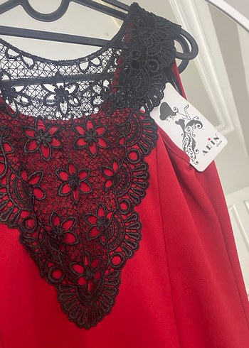 Koyu Kırmızı V Yakalı Uzun Kadın Abiye Elbise - Görsel 2