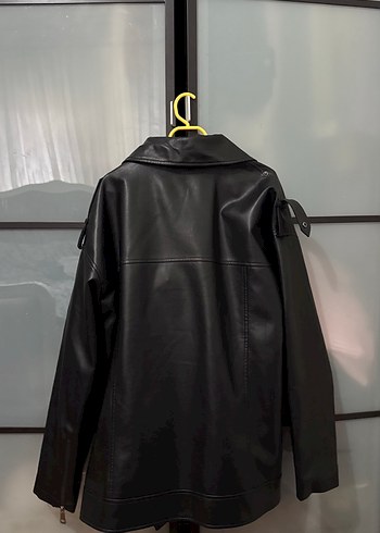 Kadın Siyah Deri Biker Ceket - Görsel 2